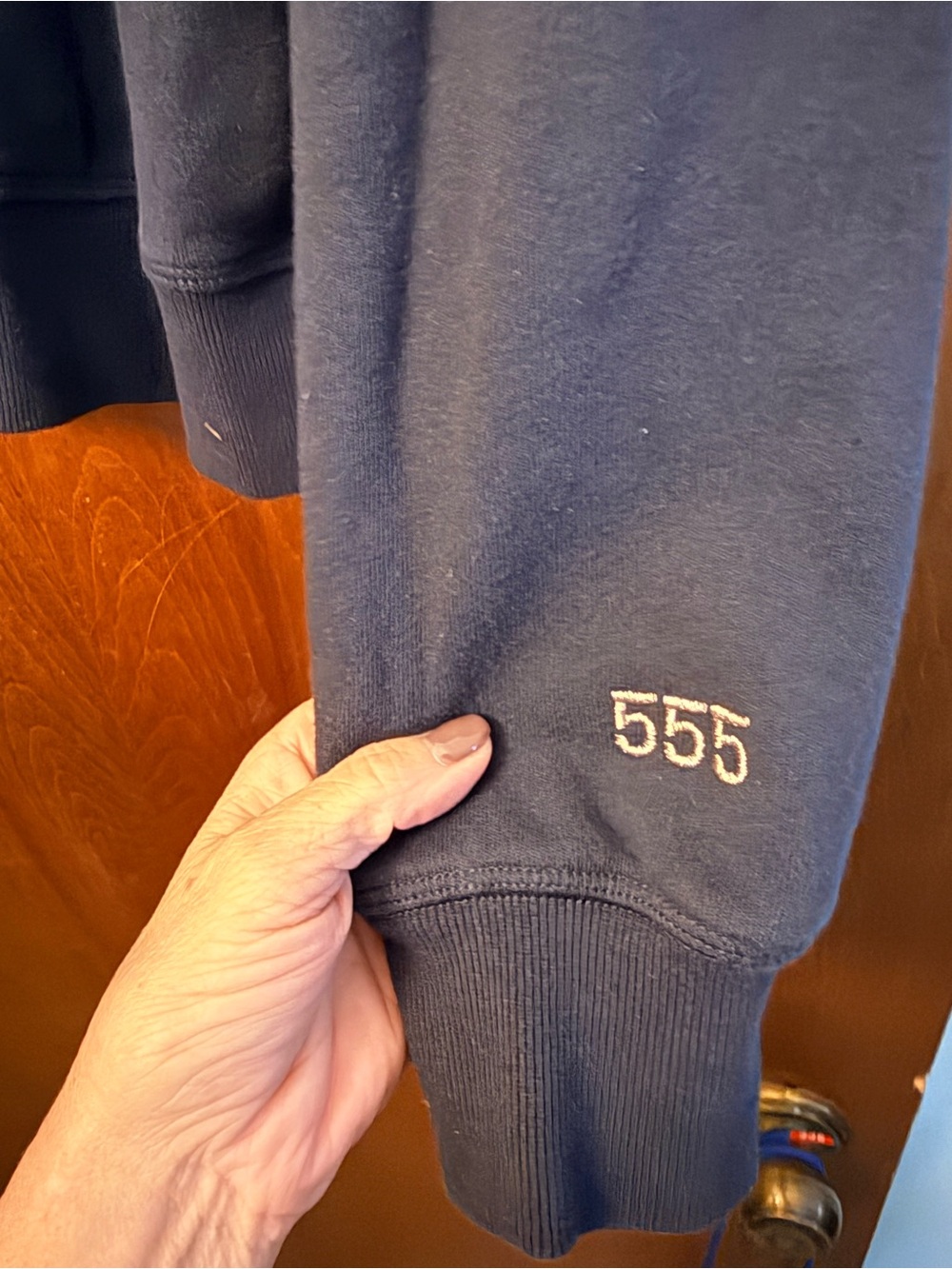 Spiritual Gangster Navy Crewneck Sweatshirt with Celestial Embroidery - Picture 4 of 4